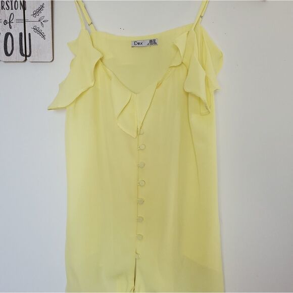 Dex Women's Spaghetti Strap Size XS Yellow Tank Top Blouse - Picture 3 of 7